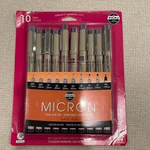 Micron Pens Black 10 Pack BNWT
